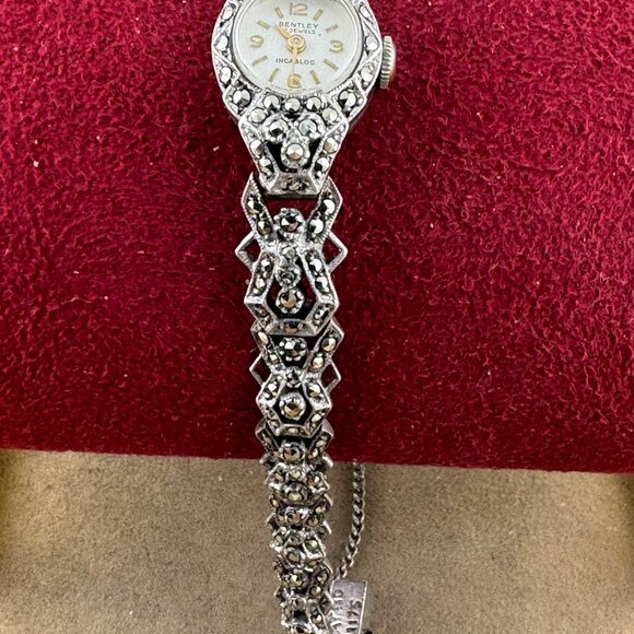Fabulous Vintage 1920-30's Bently Ladies Wristwatch Bracelet with Marcasite Gems - Picture 2 of 8